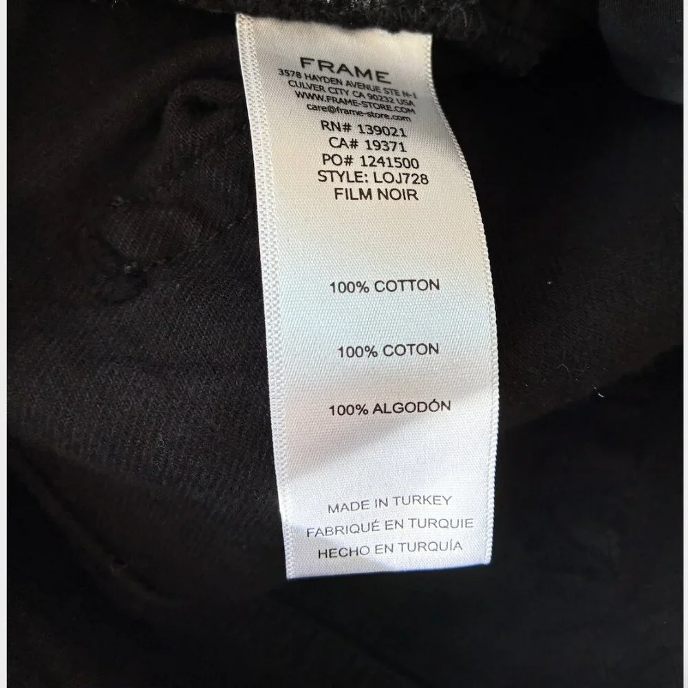 Frame Le Original High-Rise Straight-Leg Jeans in Film Noir - Black - Size 28 - Picture 7 of 7